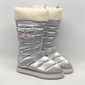 Moncler Gaia Pocket Metallic Faux Fur-Trim Snow Boots size 38